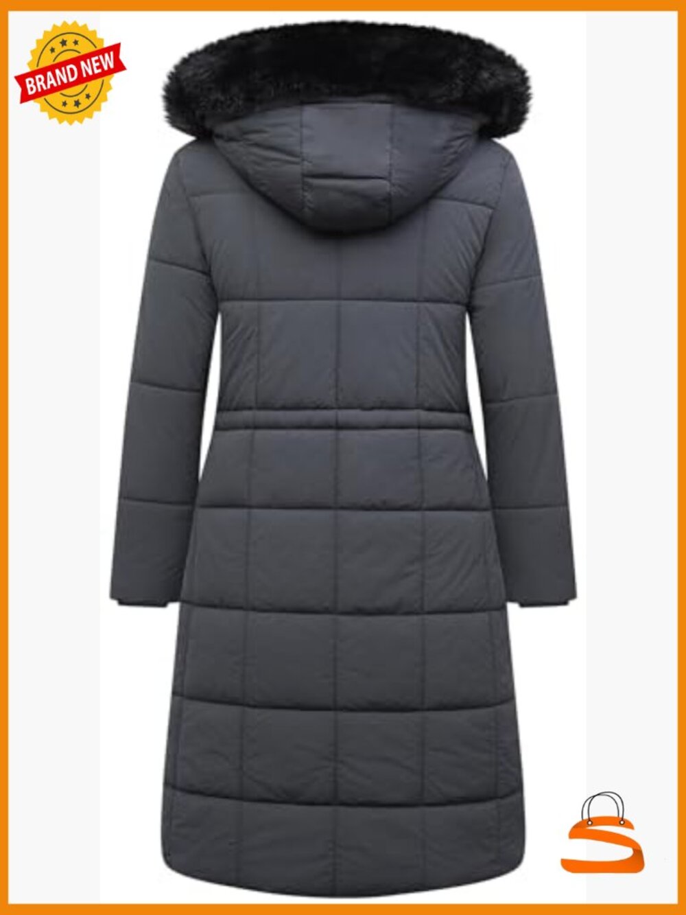 Long Waterproof Parka with Detachable Faux Fur Hood - Warm Winter Snow Puffer - Picture 2 of 5